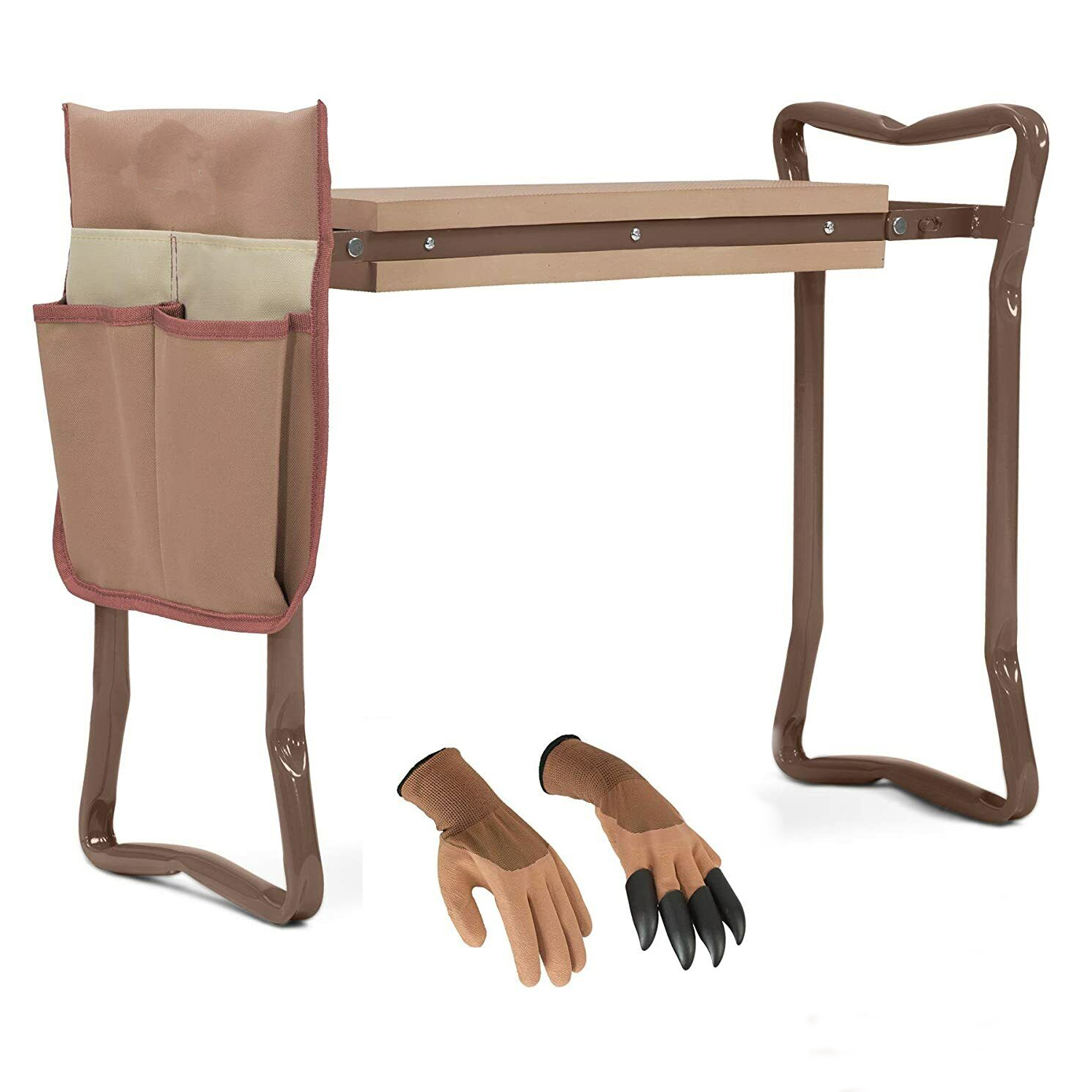 Multifunctional Kneeler & Gardening Stool Heavy Duty Garden Kneeler Seat and Bench with 2 Tool Pouches & 1 Gloves