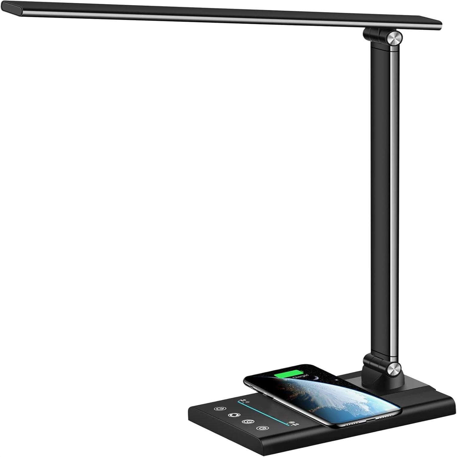 Multifunctional LED Desk Lamp with 10W Fast Wireless Charger, USB Charging Port,1800Lux Super Bright,5 Lighting Mode,7 Brightness, Touch Control, Auto Timer, 15W Office Table Lamp