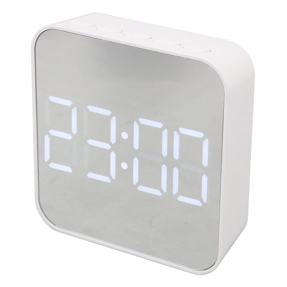 Multifunctional LED Digital Alarm Clock with Smart Temperature Date Mode and Dual Time Settings Tabletop Electronic Desk Clock 3.93 Inches / 10 cm White