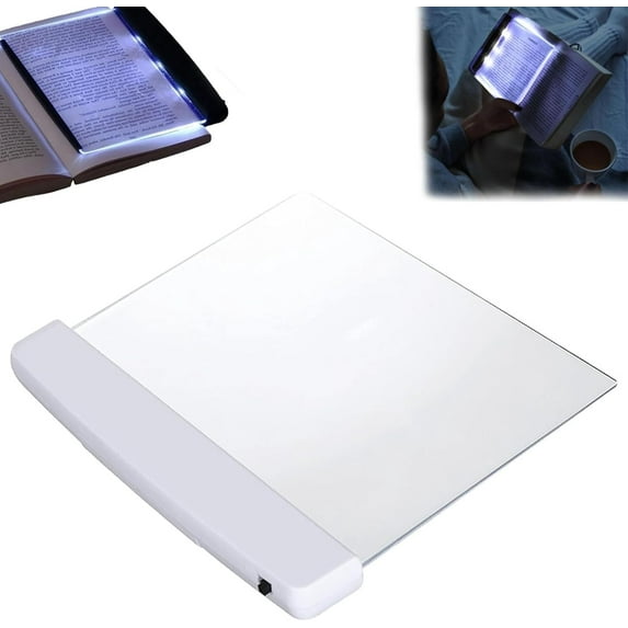 Multifunctional LED Flat-Panel Night Vision Reading Lamp - Flat Book Light in Bed, Sustainay LED Flat Book Lights, Clear Book Page Light, Booklights for Reading at Night (White)