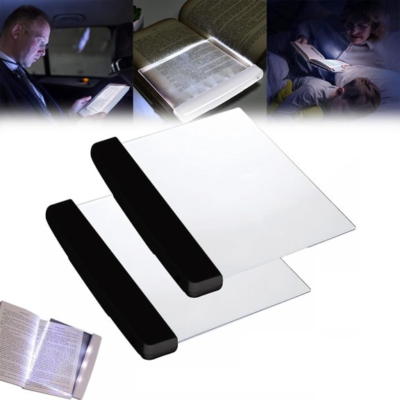 Multifunctional LED Flat-Panel Night Vision Reading Lamp, Flat Book Light for Reading, Led Panel Reading Light Flat Book, Multifunctional Led Flat-Panel Night Vision Reading Lamp(Black 2pcs)