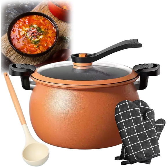 Multifunctional Large Capacity Non-Stick Pressure Cooker 8 Large Micro Pressure Cooker Fast Heating Cooking Pot With Glass Lid For Soups Stews & Meal Prep