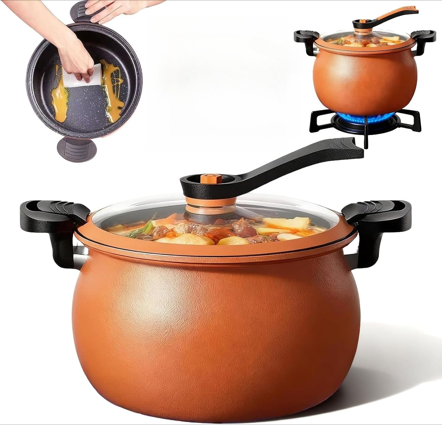 Multifunctional Large Capacity Non-Stick Pressure Cooker, 8 Qt