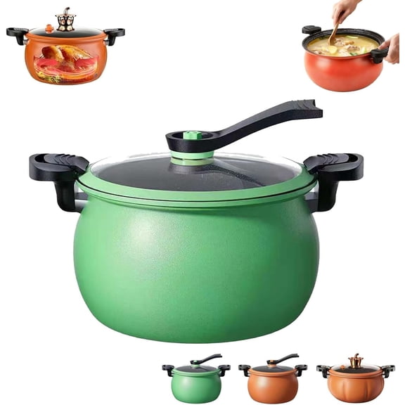 Multifunctional Large Capacity Non-stick Pressure Cooker, 8QT/5L Fast-Heating Micro Pressure Pot with Visual Glass Lid, Micro Pressure Cooker Pot, for Soups, Stews & All Stovetops (Green)
