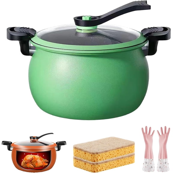 Multifunctional Large Capacity Non-stick Pressure Cooker, 8QT Family-Size Pressure Cooker with Non-Stick Surface, Visual Glass Lid and Safety Valve for Family Meals Soups Stews