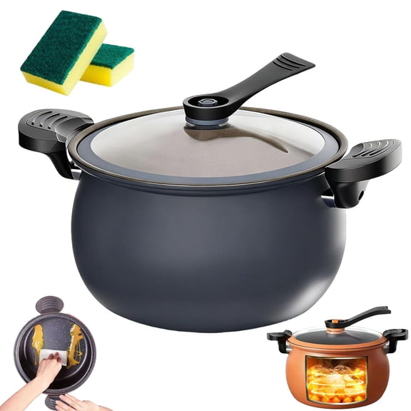 Multifunctional Large Capacity Non-stick Pressure Cooker, 8QT Micro Pressure Cooker with Visual Lid, Multi Functional Fast Cooking Pot for Family Meals, Soups, Stews (Orange)