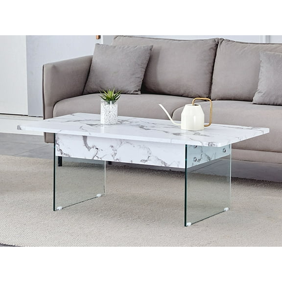 Multifunctional Lift Top Coffee Table -White Marble Pattern, Essential for Modern Homes.Tempered Glass Legs,Multiple Color Options,Lift Top Feature.Perfectly Fitting Into Both Living Rooms And Office