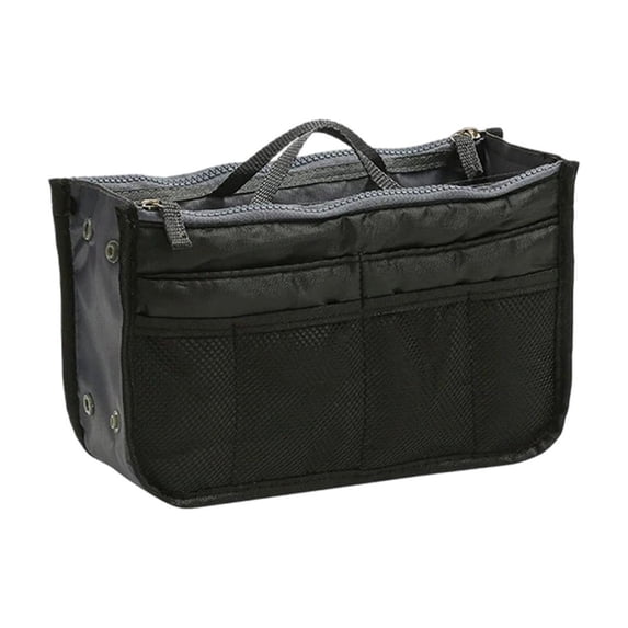 Multifunctional Liner Cosmetic Bag Travel Toiletry Bag Makeup Organizer Double-Zip Large Capacity Organizer for Handbag Tote Luggage Travel-Friendly Foldable Portable 10.63x6.3x3.54 Inches