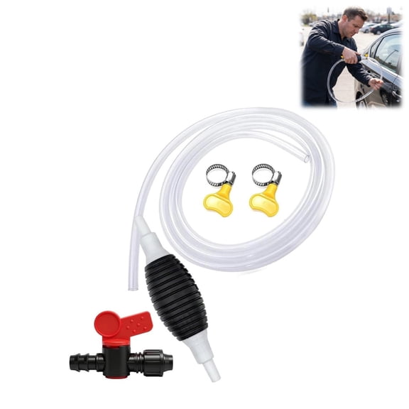Multifunctional Liquid Siphon Pump, Hand Fuel Transfer Pump, Manual Fluid Extractor, Large Diameter Siphon Pump(With 3.2 ft Hose)
