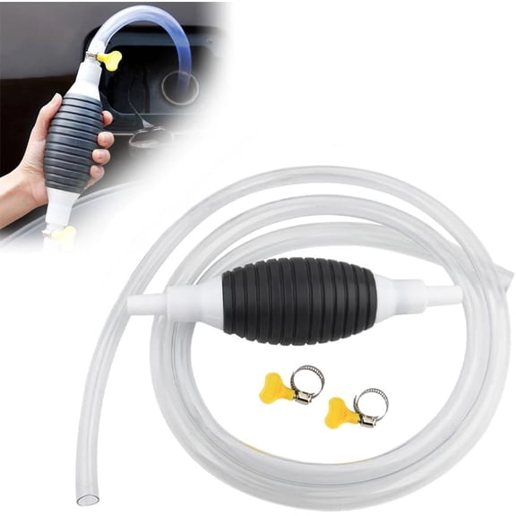 Multifunctional Liquid Siphon Pump – Hand Fuel Transfer Pump – Manual Fluid Extractor for Gasoline Diesel Water Fish Tank (With 4.9ft Hose)