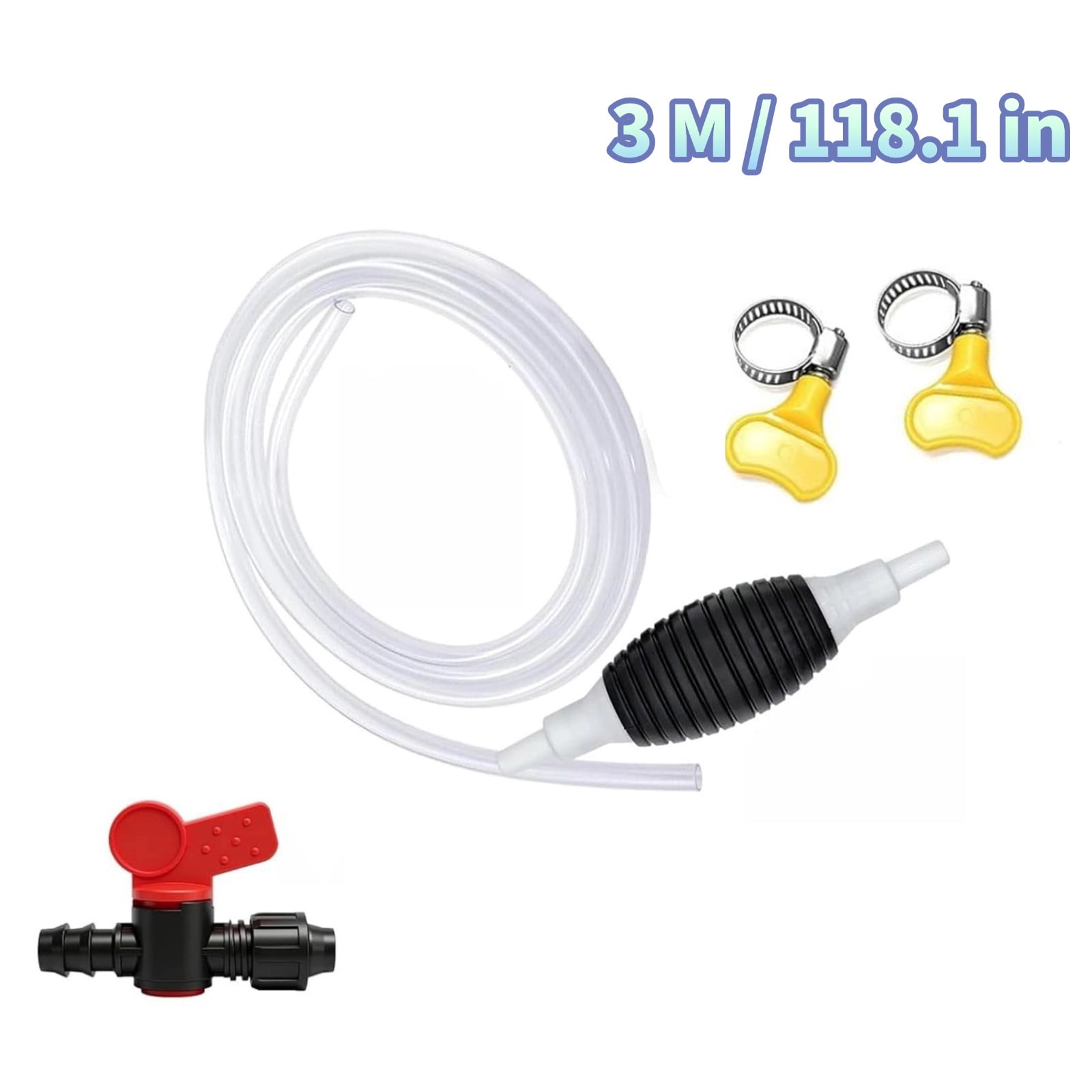 Multifunctional Liquid Siphon Pump, Large Diameter Manual Fluid Extractor for Gasoline, Motor Oil, Fuel, Diesel, Water, Fish Tank, Aquarium, Home Use - With 3.2/4.9/6.5/9.8ft Hose(With 9.8 ft Hose)