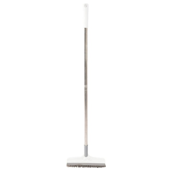 Multifunctional Long Handle Floor Brush, Hard Bristle V-shaped Head with Rubber Scraper for Grout, Tile, and Corner Cleaning, Non-slip Grip and Hanging Hole for Easy Storage, Ideal for