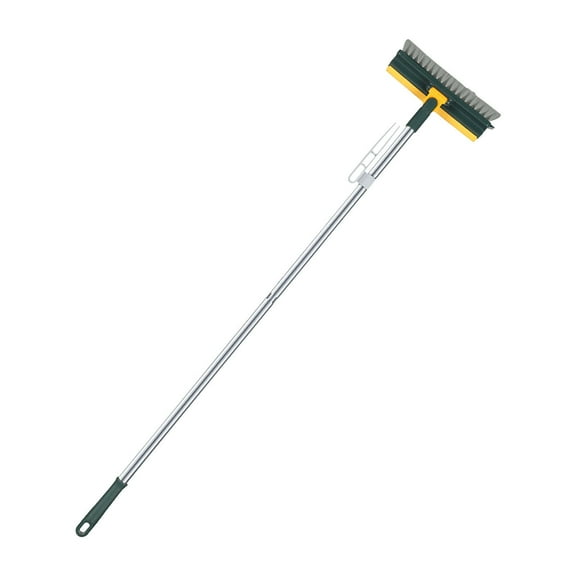 Multifunctional Long Handle Floor Brush with Corner Brush & Water Scraper for Bathroom Tile & Hardwood Floors | 180° Rotating Head | 1-Pack