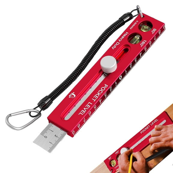 Multifunctional Magnetic Marking Ruler, Aluminum Alloy Extendable Level Measuring Tool Dual Metric Imperial Scale Portable Scribe Gauge for Carpentry Woodworking Home Construction Renovation Work(k)
