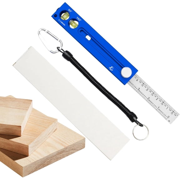 Multifunctional Marking Level Ruler, Aluminium Alloy Adjustable Positioning Marking Protractor Tool Level & Depth Gauge Sliding Metal Scribing Tool for Woodworking, Carpentry, Builders and DIY