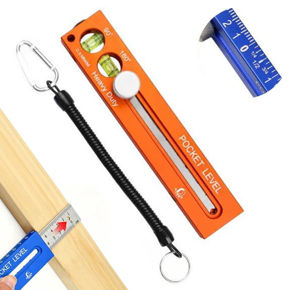 Multifunctional Marking Level Ruler, Aluminium Alloy Pocket Spirit Level & Depth Gauge, Sliding Metal Scribing Tool with for Woodworking, Carpentry, Builders and DIY