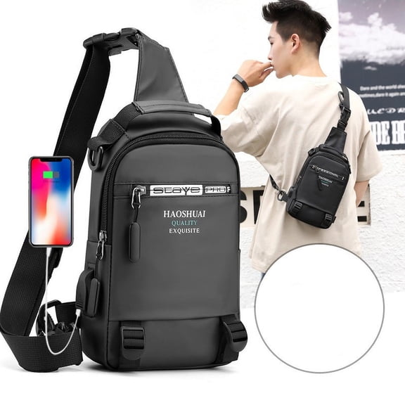 Multifunctional Men's Messenger Outdoor Shoulder Bag,Grey