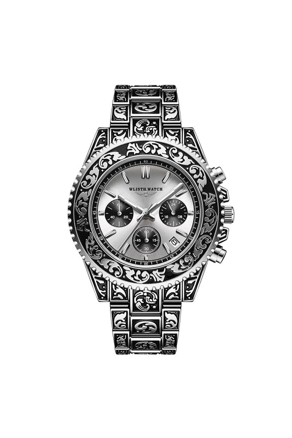 Multifunctional Men's Watch Retro Carved Quartz Watch Calendar Watch Shockproof Watch Fashion Business Trend Style Men's Wristwatch Quartz Watch