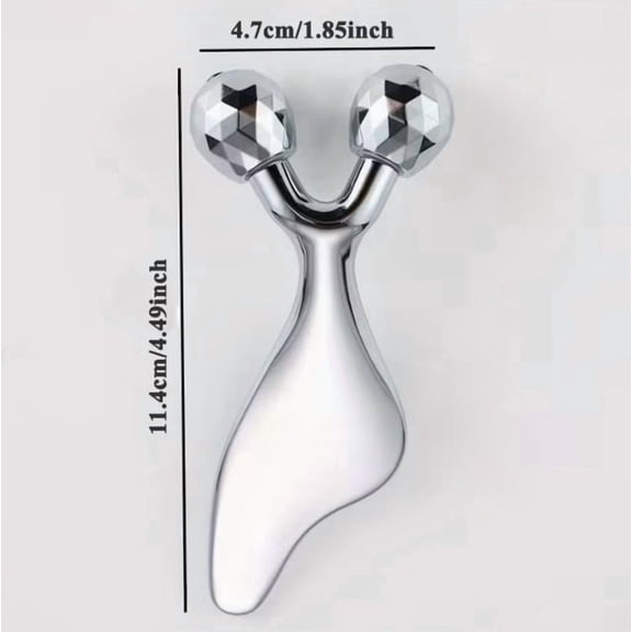 Multifunctional Metal Gua Sha Massager & 3D Facial Roller for V-Face Contouring, Skin Firmness, and Lymphatic Drainage Portable Face Sculpting Tool for Home & Travel