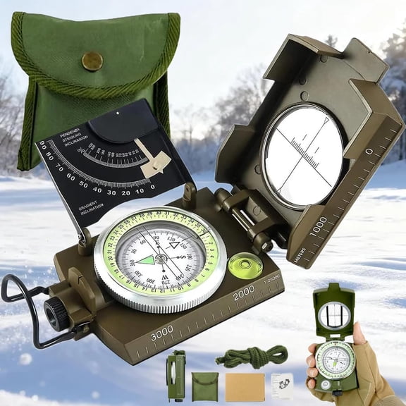 Multifunctional Military Aiming Navigation Compass Compass, Metal IP65 Compass Hiking Survival, K4074 High Precision Scale, Sighting Window with Reticle for Hiking, Camping