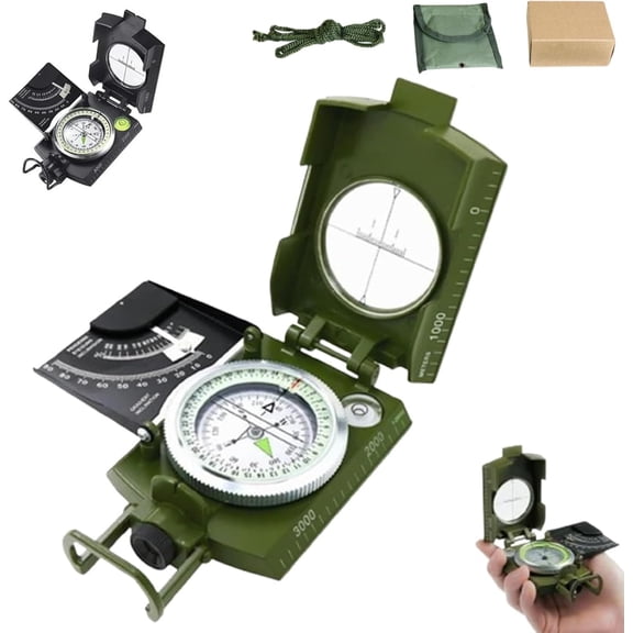 Multifunctional Military Aiming Navigation Compass, Military Sighting Navigation Compass with Inclinometer & Carry Bag, Waterproof and Shakeproof, High Precision Scale, for Hiking, Camping