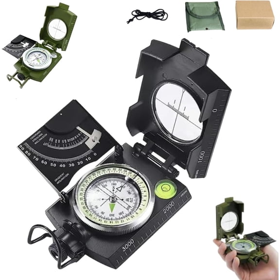 Multifunctional Military Aiming Navigation Compass, Military Sighting Navigation Compass with Inclinometer & Carry Bag, Waterproof and Shakeproof, High Precision Scale, for Hiking, Camping