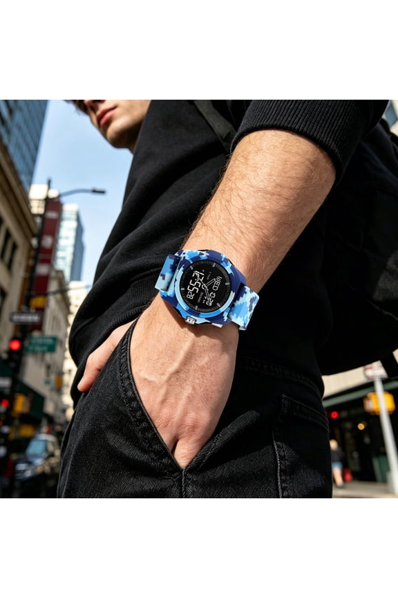 Multifunctional Military Style Outdoor Sports Watch, 50M waterproof performance, alarm stopwatch built-in, night backlight digital wristwatch track time for hiking camping running daily outdoor use