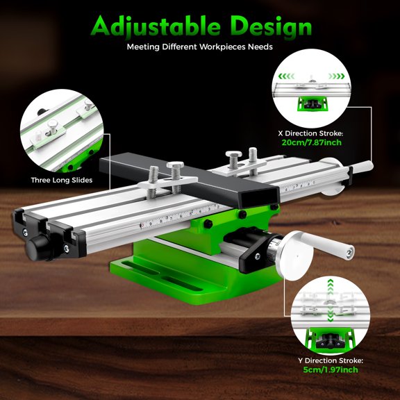 Multifunctional Milling Machine Worktable, High Precision Compound Slide Table for Mini Drill Press, Adjustable Cross Slide, Durable Aluminum Alloy Benchtop Tool