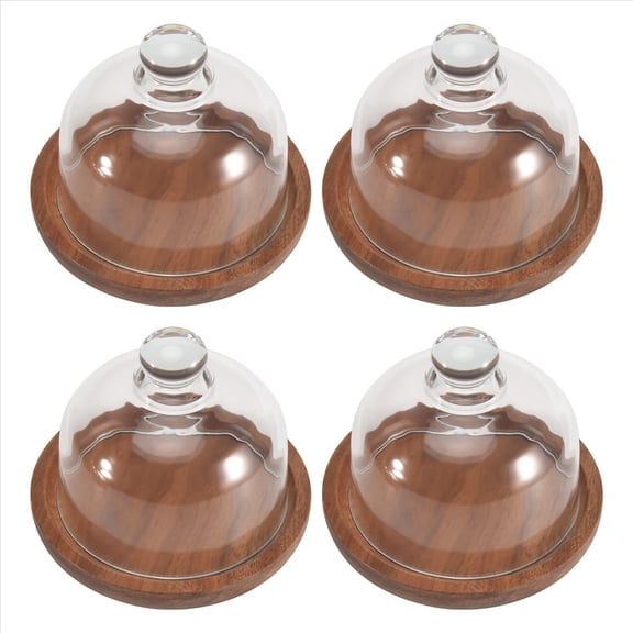 Multifunctional Mini Dessert Serving Stand Cake Dish with Dome Lid Platter Cake Plate for Home Hotels(4Pcs)