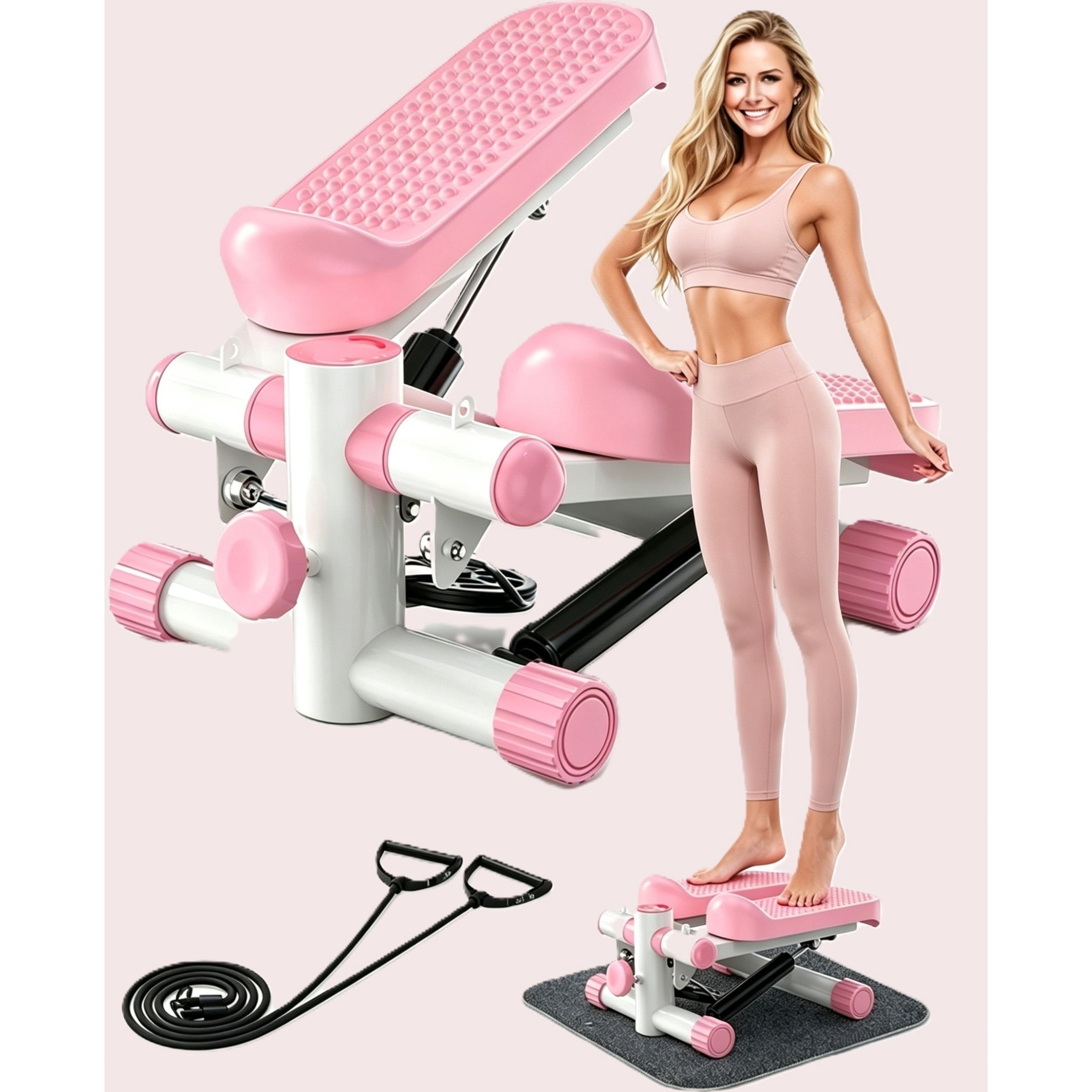 Multifunctional Mini Treadmill, Foldable Flat Design with Climbing Trainer & Resistance Band, Easy Storage, Ideal for Home Workout for Men & Women