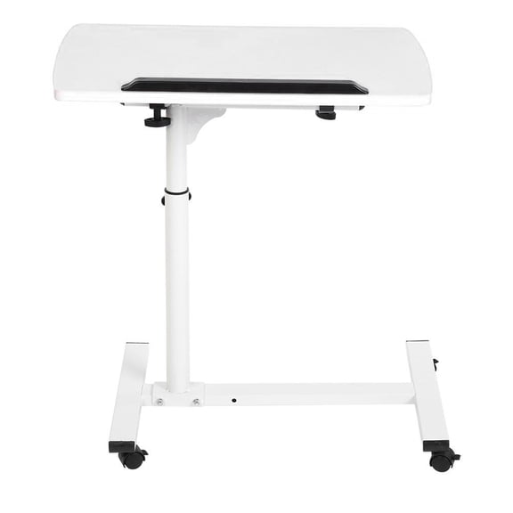 Multifunctional Mobile Laptop Desk over Bed Rolling Sofa Side Table Dynamic Workstation Height Adjustable 24.4-34.6 inches / 62-88 cm with Smooth Lockable Wheels Home Office Stand White