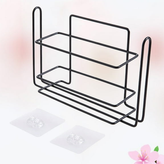 Multifunctional Multilayer Kitchen Hanging Shelf Plastic Film Storage Rack Iron Refrigerator Side Wall Organizer Sidewall Fridge Holder (Black)