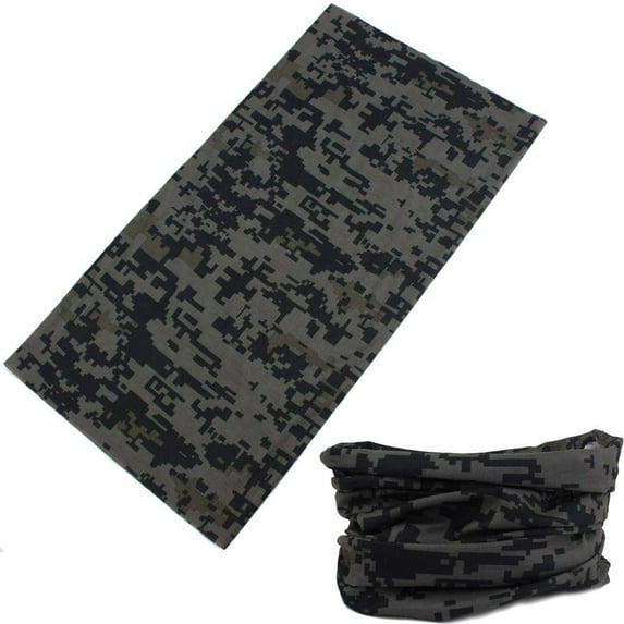 Multifunctional Multipurpose Tube Bandana Headband Face Mask Mouth Protective Cover, Gray Digital