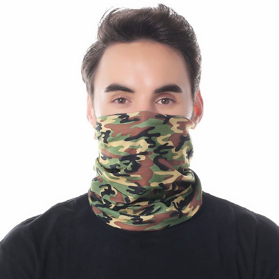 Multifunctional Multipurpose Tube Bandana Headband Face Mask Mouth Protective Cover, Green Camo