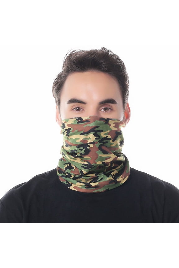 Multifunctional Multipurpose Tube Bandana Headband Face Mask Mouth Protective Cover, Green Camo
