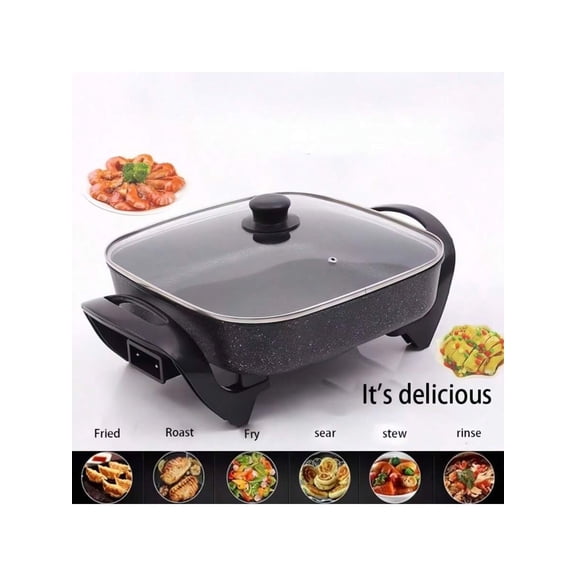 Multifunctional Non-Stick Electric Frying Pan, Visible Glass Lid Adjustable Temp Control, Portable Easy Clean for Fry Stir-Fry Steam Boil, Holiday Christmas Gift