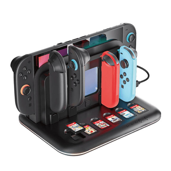 For All In One Game Charging Station With Cooling Fan RGB Light TF Card Slot Compatible with Switch 2 And Upgraded Handheld Console For Split And Wireless Game Controllers Gaming Accessory