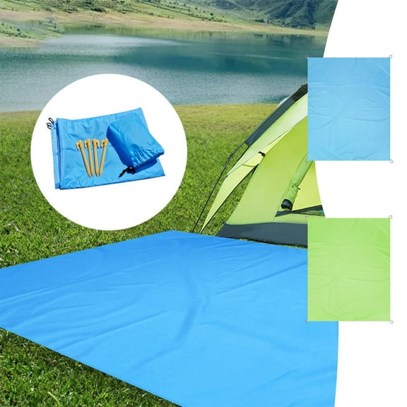Multifunctional Outdoor Camping Mat, Waterproof Damp-proof Ground Tarp, 150x110cm Blue or Green, Lightweight & Compact for Easy Transport, Ideal for Beach Picnics, Hiking, and Backyard Use