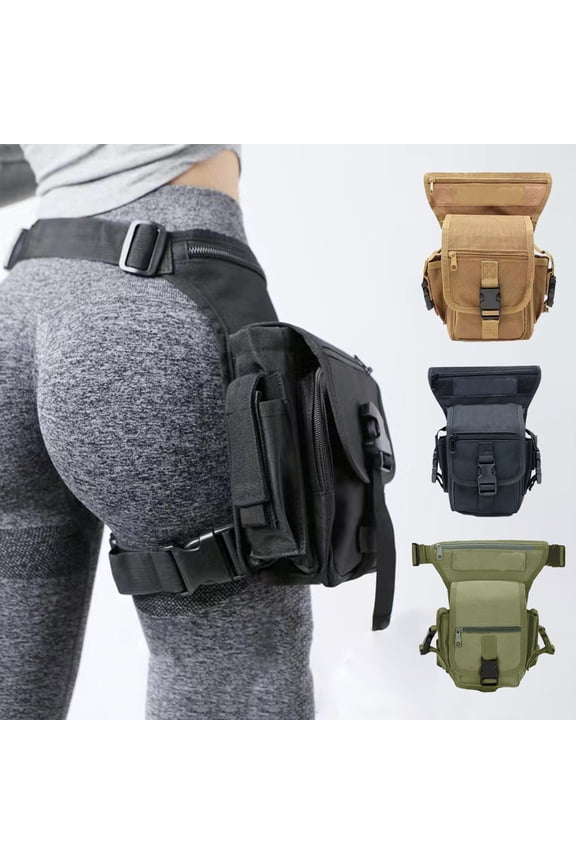 Multifunctional Outdoor Leg Bag | Tactical Waist Bag | Waterproof 9000D Oxford Material | Multi-Pocket Storage | Adjustable Elastic Straps | 11.8x9x5.9in | Black Army Green Khaki