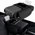 thumbnail image 1 of Multifunctional PU Leather Car Armrest Box Mat, 5-in-1 Center Console Cover with Cup Holder, Tissue Box Slot and Phone Slot, Universal Fit for Most Vehicles, 1 of 9