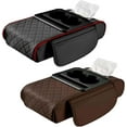 thumbnail image 1 of Multifunctional PU Leather Car Armrest Box Mat, 5-in-1 Center Console Cover with Cup Holder, Tissue Box Slot and Phone Slot, Universal Fit for Most Vehicles, 1 of 8