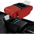 thumbnail image 1 of Multifunctional PU Leather Car Armrest Box Mat, 5-in-1 Center Console Cover with Cup Holder, Tissue Box Slot and Phone Slot, Universal Fit for Most Vehicles, 1 of 8