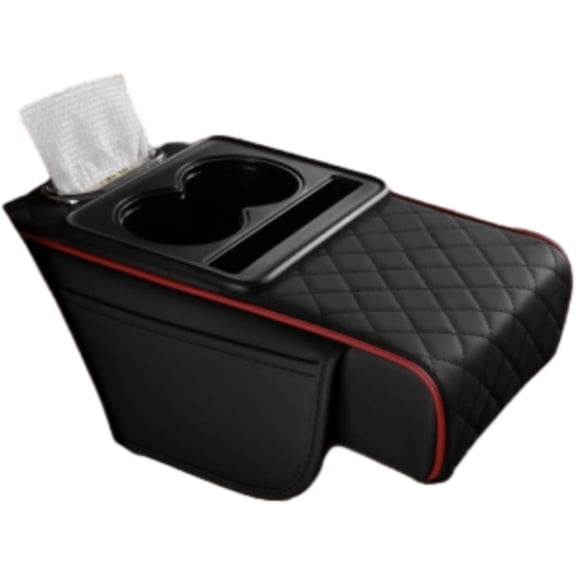 Multifunctional PU Leather Car Armrest Box Mat, 5-in-1 Center Console Cover, Faux Accessories Interior Organizer