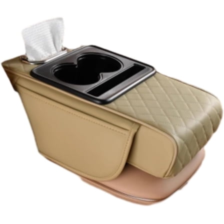 Multifunctional PU Leather Car Armrest Box Mat, 5-in-1 Center Console Cover, Faux Accessories Interior Organizer