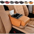 thumbnail image 1 of Multifunctional PU Leather Car Armrest Box Mat with Central Elbow, 2026 New Multifunctional Car Armrest Cushion with 2 Storage Bags Cup Holder, Tissue Box Slot, Phone Slot, Universal Fit, 1 of 6