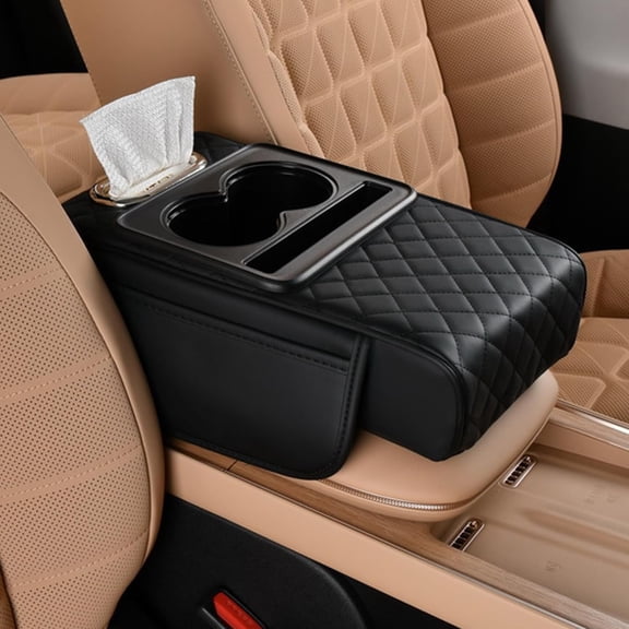 Multifunctional PU Leather Car Armrest Box Mat, Comfort Padding Arm Rest Cover for Scratch Protection, Easy Install Universal Front Seat Console Mat