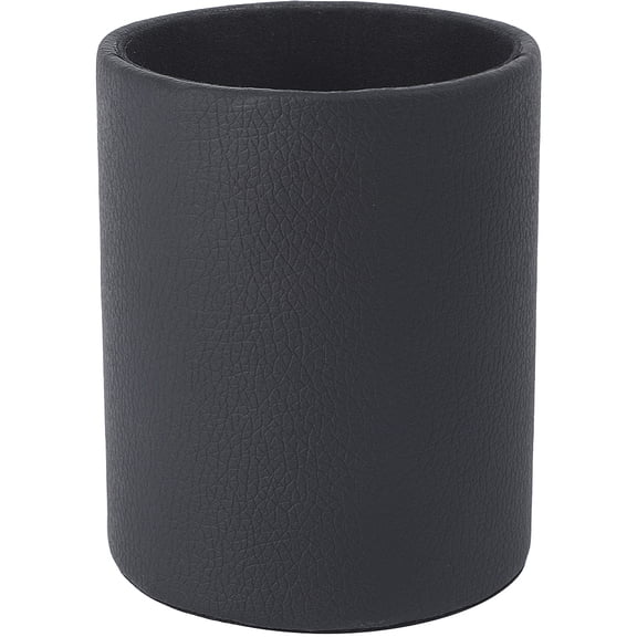 Multifunctional PU Leather Pens Holder Black Leather Pencil Cup Round Stationery Container Luxury Glitter Bling Makeup Brush Stroage Box Case