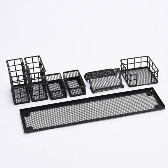 Multifunctional Pen Holder Set Office Mesh Metal Pencil Holders For Desk