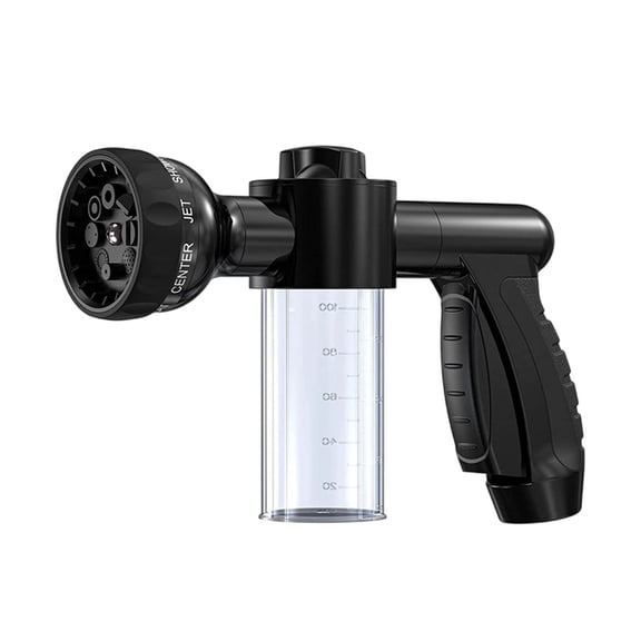 Multifunctional Pet Bathing Spray Brush ABS Gentle Foaming Grooming Sprayer with 8 Adjustable Water Settings Ergonomic Handheld Design for Dog Cat Indoor Outdoor Bath Black