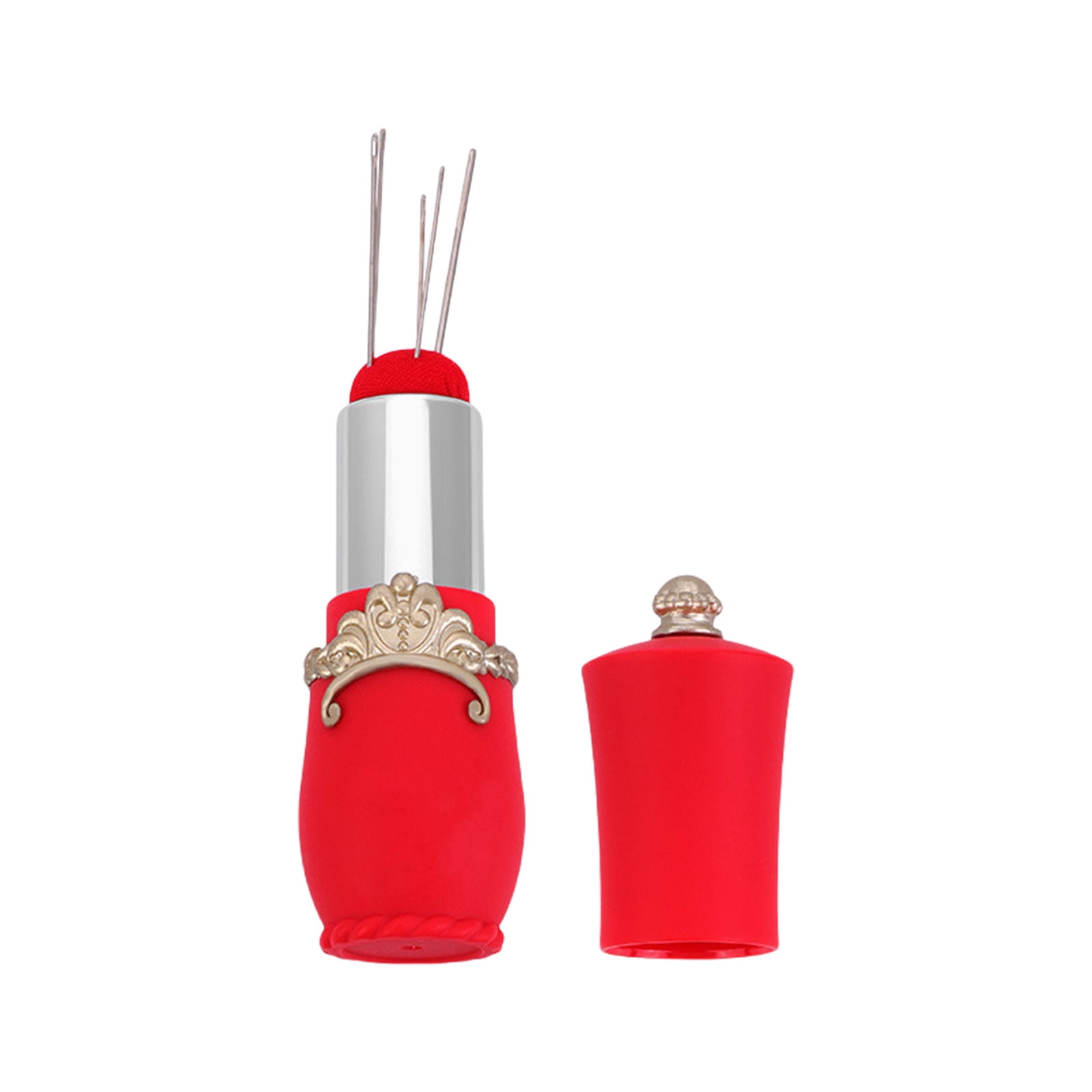 Multifunctional Pin Cushion Lipstick Shape Sewing Pin Storage Case ...